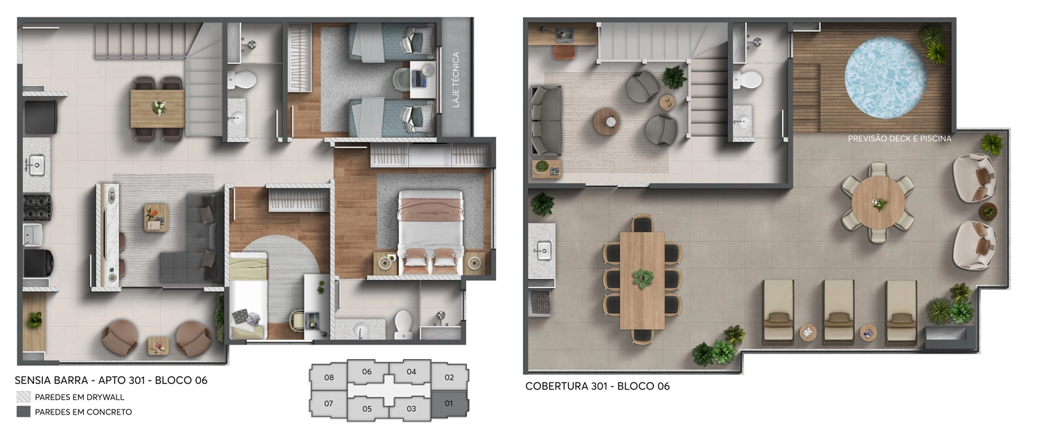 Cobertura Ponta | 148,48m² | 3 Quartos Com Sala e Varanda